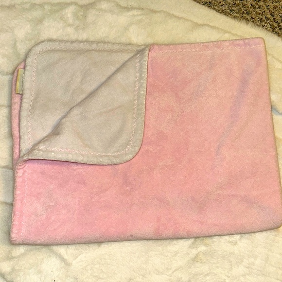 POTTERY BARN KIDS CHAMOIS BABY STROLLER BLANKET PINK WHITE SOFT & THICK - Picture 1 of 3